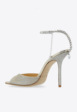 Jimmy Choo Saeda 100 Glittered Sandals Silver SAEDA SANDAL 100 GJV-PLATINUM ICE CRYSTAL