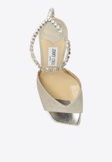 Jimmy Choo Saeda 100 Glittered Sandals Silver SAEDA SANDAL 100 GJV-PLATINUM ICE CRYSTAL