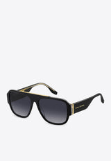 Logo-Print Square-Framed Sunglasses Marc Jacobs MARC 756 S 0-1EI BLACK PATTERN GREY Gray