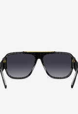 Logo-Print Square-Framed Sunglasses Marc Jacobs MARC 756 S 0-1EI BLACK PATTERN GREY Gray