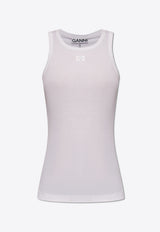 GANNI Butterfly Logo-Embroidered Tank Top White T3897 3675-151