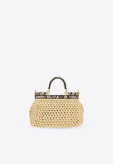 Dolce & Gabbana Small Sicily Woven-Raffia Shoulder Bag Beige BB7116 A2Y84-8B134