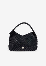 Dolce & Gabbana Sicily Raffia Crochet Shoulder Bag Black BB7662 A4547-8B956