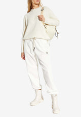 Moncler Logo Embroidered Wool-Blend Sweater Cream J20939C00007 M4281-035