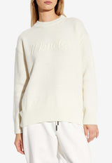 Moncler Logo Embroidered Wool-Blend Sweater Cream J20939C00007 M4281-035