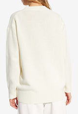 Moncler Logo Embroidered Wool-Blend Sweater Cream J20939C00007 M4281-035