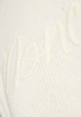 Moncler Logo Embroidered Wool-Blend Sweater Cream J20939C00007 M4281-035