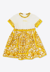 Dolce & Gabbana Kids Babies Majolica Print Dress Yellow L2JDZ1 G7NUL-S9000
