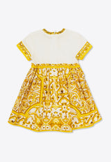 Dolce & Gabbana Kids Babies Majolica Print Dress Yellow L2JDZ1 G7NUL-S9000