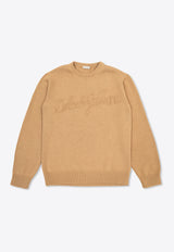 Dolce & Gabbana Kids Girls Logo Embroidered Sweater Beige L4KWE2 JBCE0-M0208