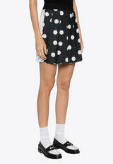 MSGM Polka Dot Pleated Mini Skirt Black 3541MDD09237753_01