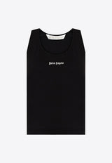 Palm Angels Logo Embroidered Ribbed Tank Top Black PWAC020C99FAB001_1003