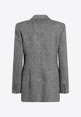 Valentino Double-Breasted Bouclé Wool Blazer Gray 7B0CE4V29R2/R_VALE-0AN