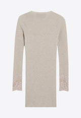 Valentino Lace Embroidered Cashmere Sweater Beige 7B0KC69G9SH/R_VALE-DPT
