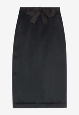 Valentino Bow-Embellished Midi Skirt in Satin 7B0RAEC592G/R_VALE-0NO
