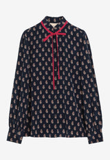 Valentino Paisley Print Silk Blouse Indigo 7B3AB7U19JA/R_VALE-QPL