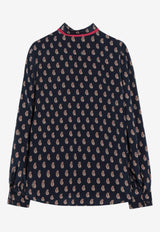 Valentino Paisley Print Silk Blouse Indigo 7B3AB7U19JA/R_VALE-QPL