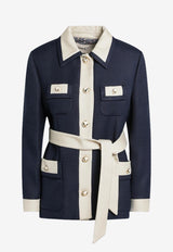Valentino Caban Belted Short Coat Blue 7B3CJ7S098T/R_VALE-DSV