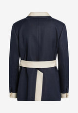 Valentino Caban Belted Short Coat Blue 7B3CJ7S098T/R_VALE-DSV