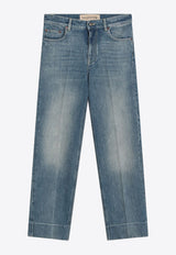 Valentino Logo Patch Faded Jeans Blue 7B3DD20G9HC/R_VALE-558