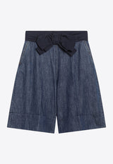 Valentino Denim Bermuda Shorts with Oversized-Bow Blue 7B3DD20P7MR/R_VALE-558