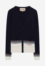Valentino Chez Valentino Embroidered Wool Cardigan Blue 7B3KA12A9GQ/R_VALE-0W6