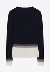 Valentino Chez Valentino Embroidered Wool Cardigan Blue 7B3KA12A9GQ/R_VALE-0W6