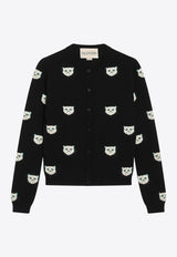 Valentino Le Chat De La Maison Intarsia Knit Cardigan Black 7B3KA12Y9NK/R_VALE-N78