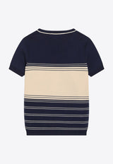 Valentino Chez Logo Striped Knit Top Blue 7B3KC65C9EM/R_VALE-DSV