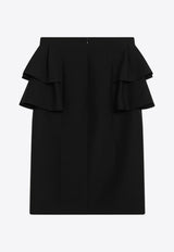 Valentino Pencil Skirt with Ruffles Black 7B3RADJ51CF/R_VALE-0NO