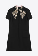 Valentino Couture Mini Dress with Animal-Print Bow Black 7B3VAFH51CF/R_VALE-BNH