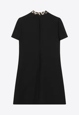 Valentino Couture Mini Dress with Animal-Print Bow Black 7B3VAFH51CF/R_VALE-BNH