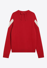 Valentino VLogo Bow V-neck Sweater Red 7V0KC35QB5G/R_VALE-BRT