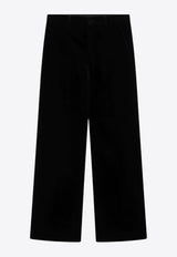 Valentino Straight-Leg Velvet Pants Black 7V0RBO00B48/R_VALE-0NO