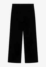 Valentino Straight-Leg Velvet Pants Black 7V0RBO00B48/R_VALE-0NO