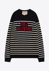 Valentino Chez Logo Jacquard Stripe Sweater Blue 7V3KC34WB1W/R_VALE-DYB