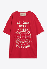 Valentino Le Chat De La Maison Print T-shirt 7V3MG16PB32/R_VALE-BR3 Red