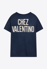 Valentino Chez Logo Vintage-Effect T-shirt Blue 7V3MG17EAYD/R_VALE-AEW