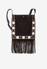 Valentino Nellcôte Suede Fringed Shoulder Bag Brown 7W2B0R33KJK/R_VALE-RCB