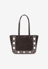 Valentino Mini Nellcôte Suede Tote Bag Brown 7W2B0R89KJK/R_VALE-RCB