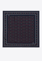 Valentino Cherryfic Silk Scarf Blue 7W2EK001EXB/R_VALE-CEU