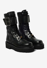 Valentino Quilted 67 Lace-Up Combat Boots Black 7W2S0MQ0FGZ/R_VALE-0NO