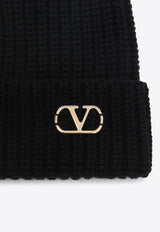 Valentino VLogo Signature Cashmere Beanie Black 7Y2HB02GATZ/R_VALE-0NO