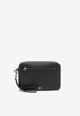 Valentino VLogo Signature Leather Pouch Bag Black 7Y2P0AN8UAG/R_VALE-0NO