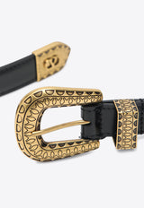 Valentino VLogo Signature Belt in Polished Calfskin Black 7Y2T0SQ9QBH/R_VALE-0NO