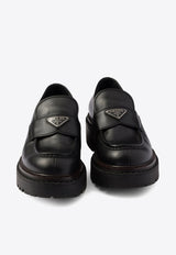 Prada Triangle Logo Leather Loafers Black 2DE148FG001070_F0002