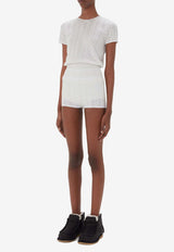 JW Anderson Logo Embroidered Pointelle Top White KW1276YN0389_001