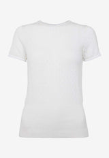 JW Anderson Logo Embroidered Pointelle Top White KW1276YN0389_001