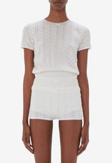 JW Anderson Logo Embroidered Pointelle Top White KW1276YN0389_001
