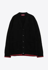 Gucci Signature Web-Trimmed V-neck Cardigan Black 803963XKD96/P_GUC-1060